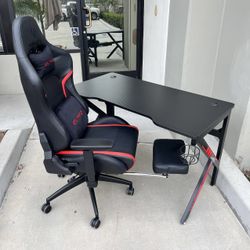 NEW IN BOX 47 Inch Office Computer Gaming Desk With Red Or Gray Accent Game Chair Furniture Combo Set 