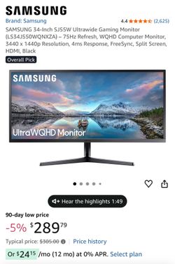 Samsung 34 Inch Ultra wide Gaming Monitor