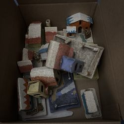 Vintage Japan Putz Christmas Village Houses - Lot of 10 - Mixed Condition