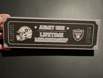 Oakland Raiders NFL Admit One Lifetime Membership, Wall & Desk Decor