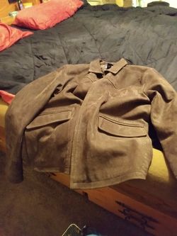 Distressed Brown Bomber Jacket XL