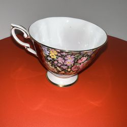 Vintage Royal Standard Fine Bone China Teacup Black Pastel Floral England