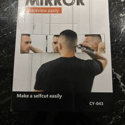 Self-Cut System 3 Way Mirror for Self Hair Cutting & Grooming - Tri-Fold Three Way Barber Mirror with Over The Door Mount - Ideal for Men and Women - 