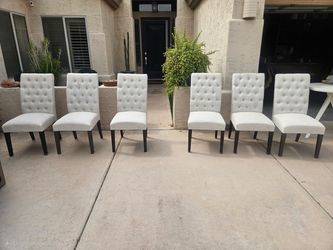 6 Restoration Hardware cream dining room chairs