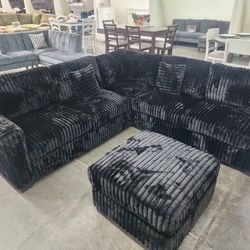 Black 3PC Sectional Sofa Set - Same Day Delivery 🚚