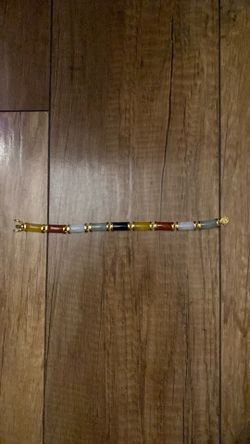 Multi color jade bracelet 10k gold