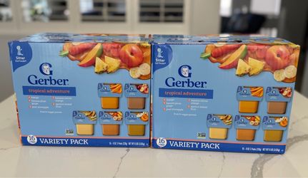Gerber stage two tropical adventure Baby food 2x 16 pack Brand new in box