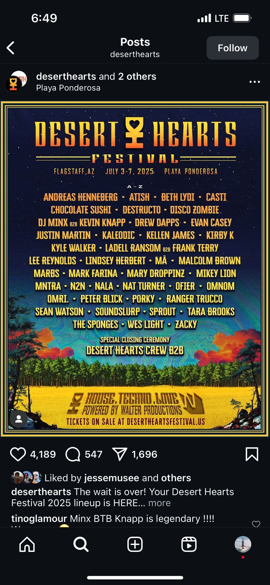 Selling one desert hearts ticket