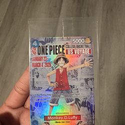 One Piece Monkey D. Luffy US Voyage College Basketball Promo Card (SEALED)