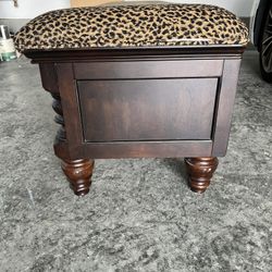 Long  69 x 20 Leopard Ottoman With Cedar Drawers  