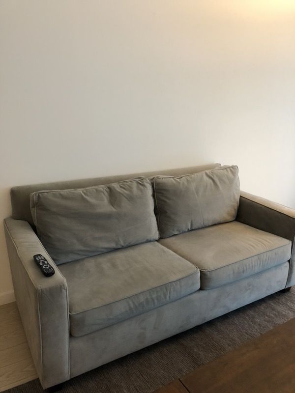 Grey Suede West Elm Sofa