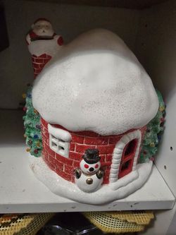 Vintage Ceramic Light Up Santa Snowman House Christmas Decorations Trees