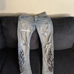 Amiri Mx1 Bandana Flame Jeans 