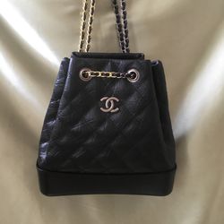 Authentic Chanel Calfskin Leather Gold Chain Women Bag