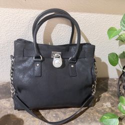 Michael Kors Hamilton Black Leather Tote Bag