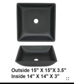 Matte Black Tempered Glass Vessel Sink- NEW