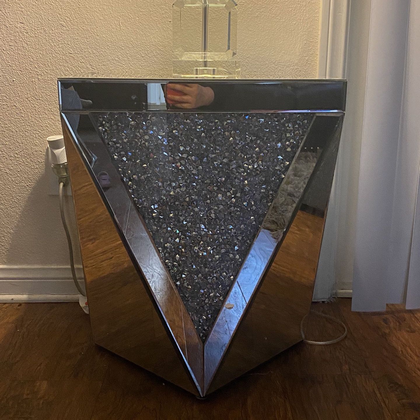 Silver Glass Diamond End Table