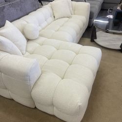 Brooklyn Ivory Boucle LAF Chaise Sectional