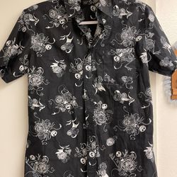 Disney Nightmare Before Christmas Jack Skeleton Button Up Shirt