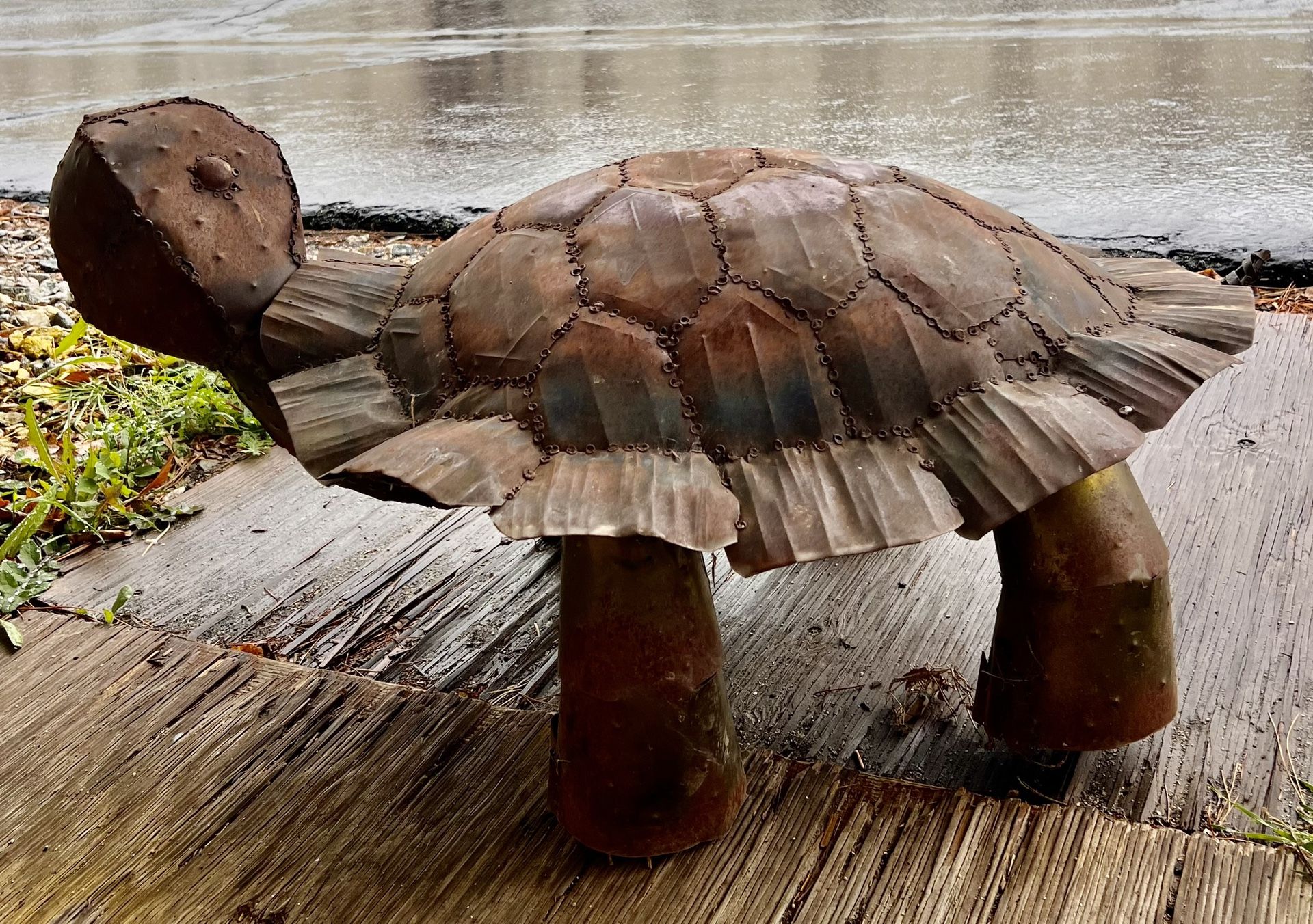 Large Desert Tortoise with patina Metal Yard art