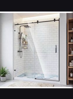 CAMMOO 56”-60” x 75” Black Frameless Sliding Shower Door
