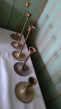 Brass Candle Holders set of 5
