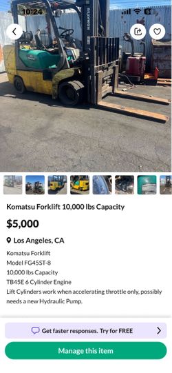 Forklift komatsu$5000 10.000 lbs