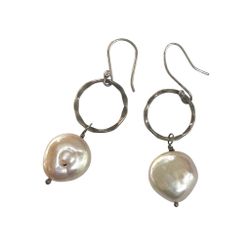 Sterling silver  Genuine  Baroque Pearl   drop Earrings