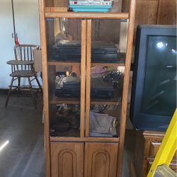 Oak Entertainment Center With DVD player Sony