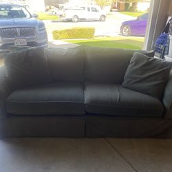 Olive Green Couch, Chair, And Ottoman