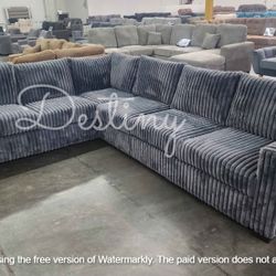 Gray Jumbo Corduroy 4-Piece Sectional Set