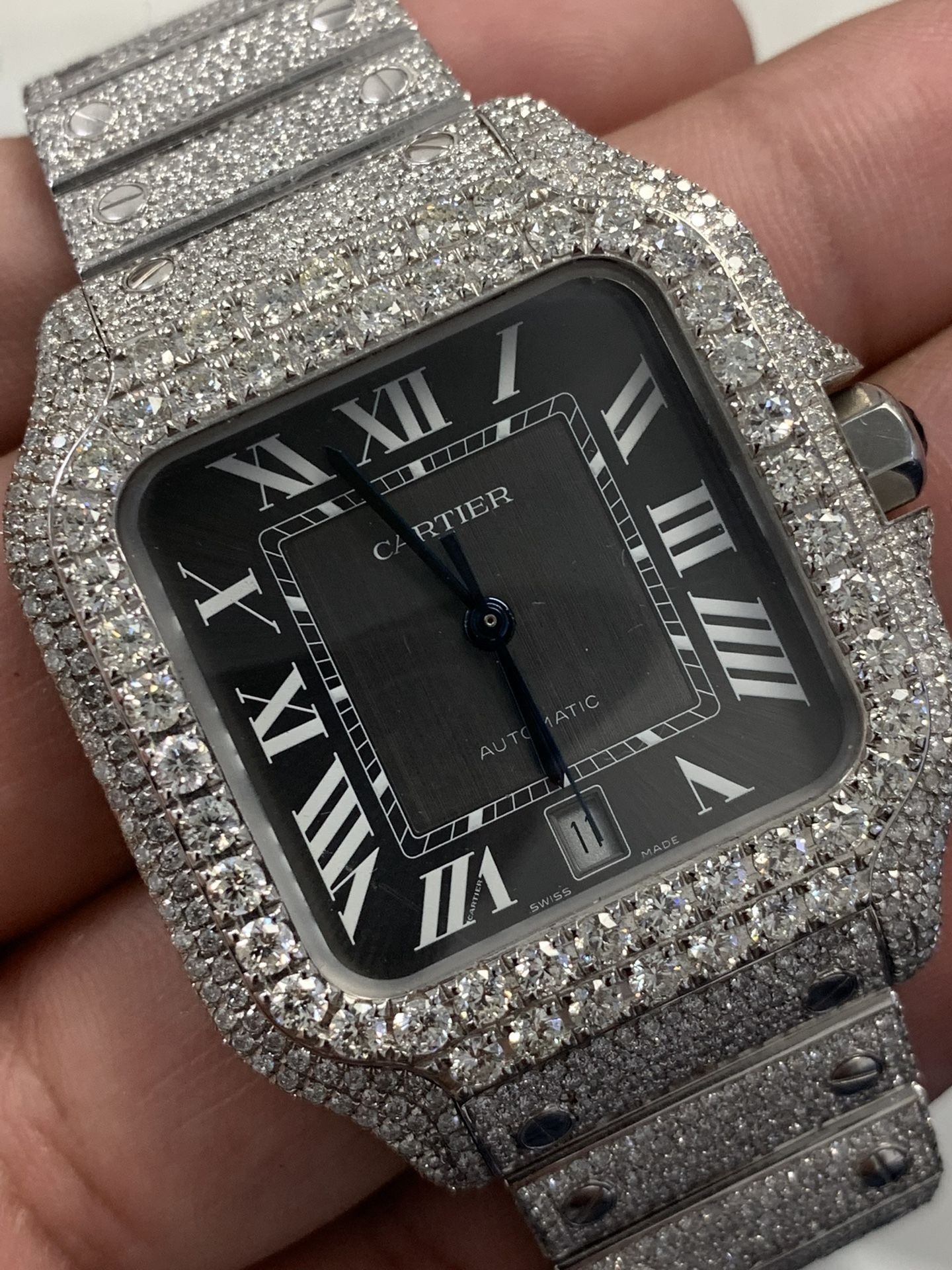 Cartier Santos All Diamonds Natural Real 41 MM