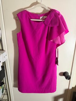 NWT Eliza J Hot Pink Bow Cocktail Sheath Dress Size 12 $148