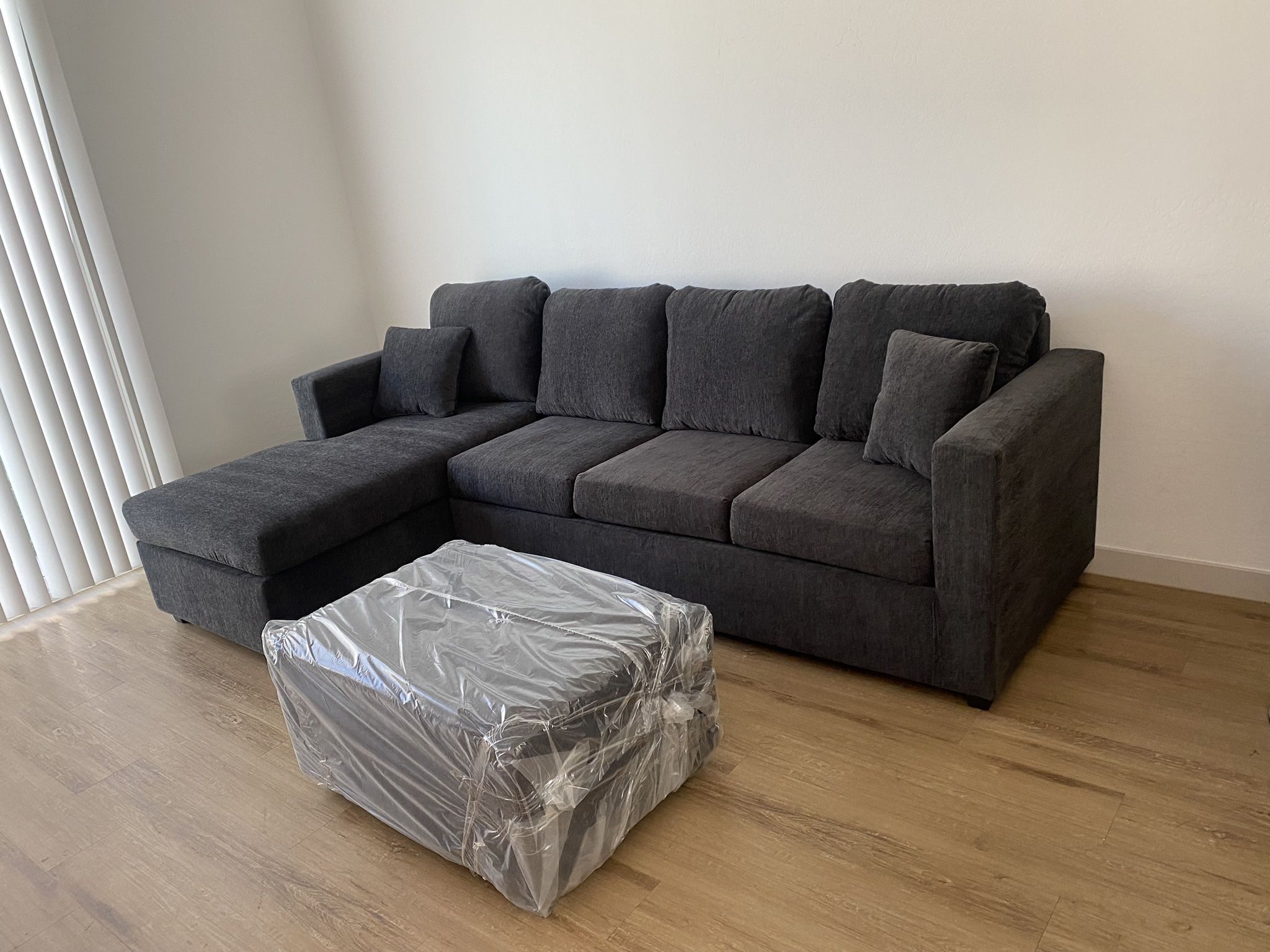 Dark Grey Sectional With Free Ottoman ‼️new Sectionals‼️