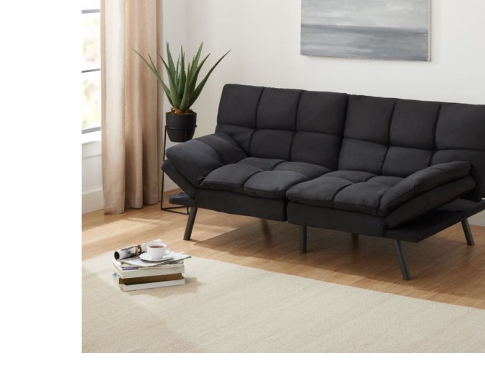 Futon, Sofa, Guest Bed , Black 