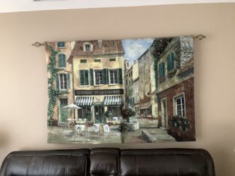 Tapestry with hanging rod