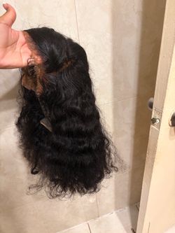 100% human hair used 14 inch curly wig