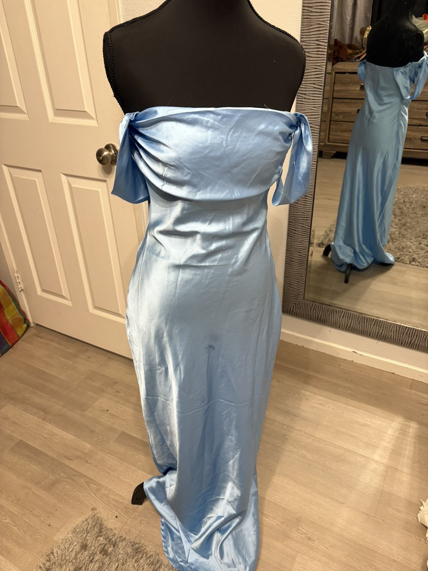 Light Blue Satin Dress