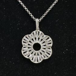 YAGI Sterling Silver CZ Pendant With Chain