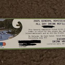 🎟️ Island Waterpark 2025 Ticket + All Day Drink Refill (Valid All Year!)