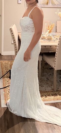 Lulus White Beaded Wedding Dress – Size M – NEW + Worn Once Option