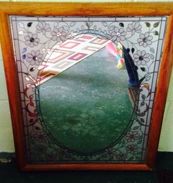 Oak Wood Frame Floral Stain Paint design