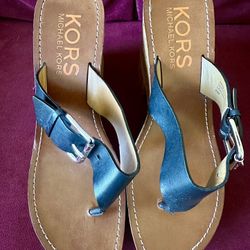 Michael Kors Black Vintage Wedge Women's Sandals size 9 1/2