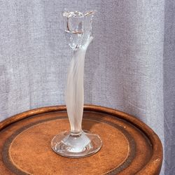 Mikasa Frosted Tulip Crystal Candle Holder • 8” Tall