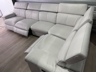 SECTIONAL GENUINE LEATHER RECLINER ELECTRIC ⚡️ WHITE 🚛✅DELIVERY SERVICE AVAILABLE ✅🚛