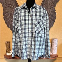 Nobo Blue Plaid button down Shirt 