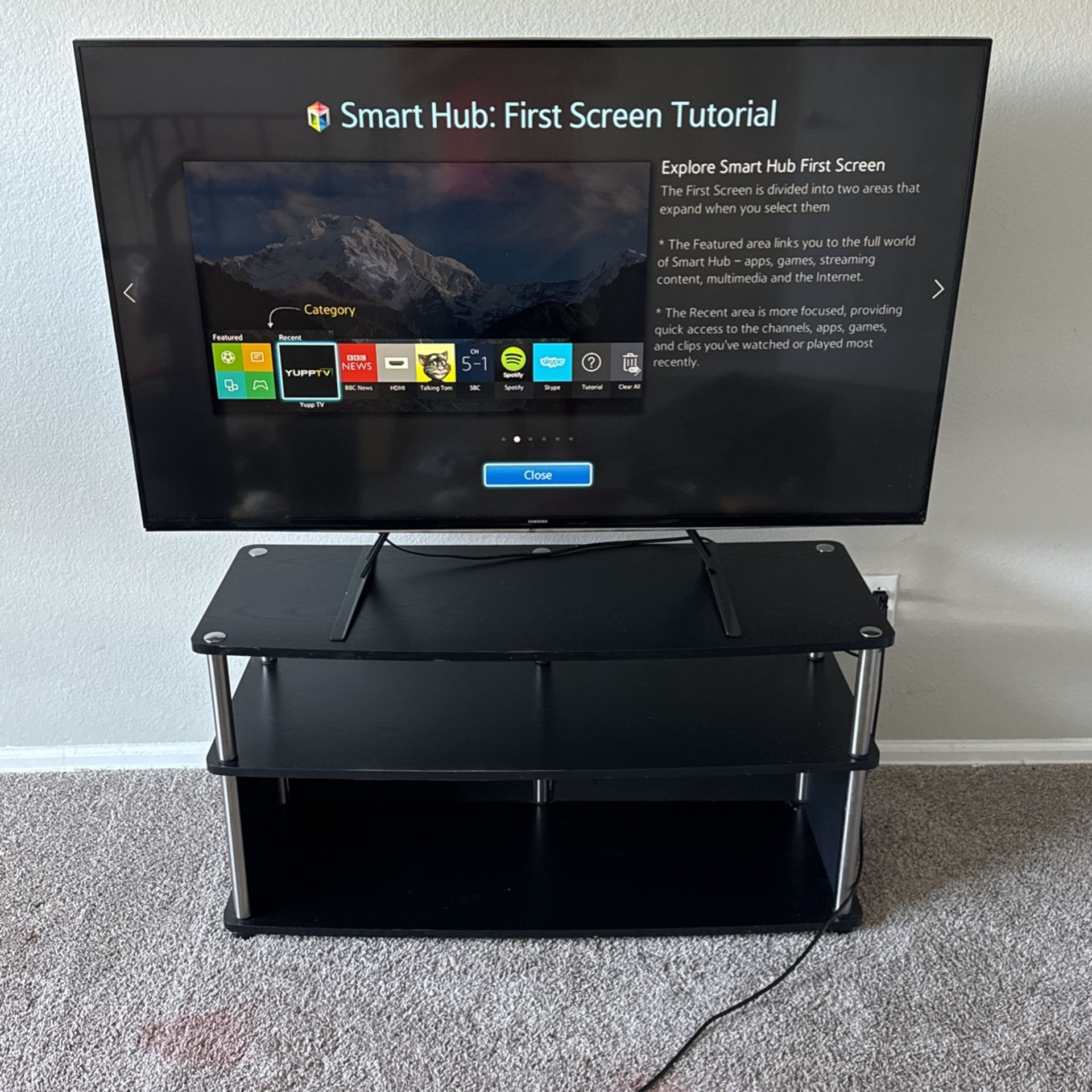 55" Samsung TV With TV Stand & ONN Soundbar