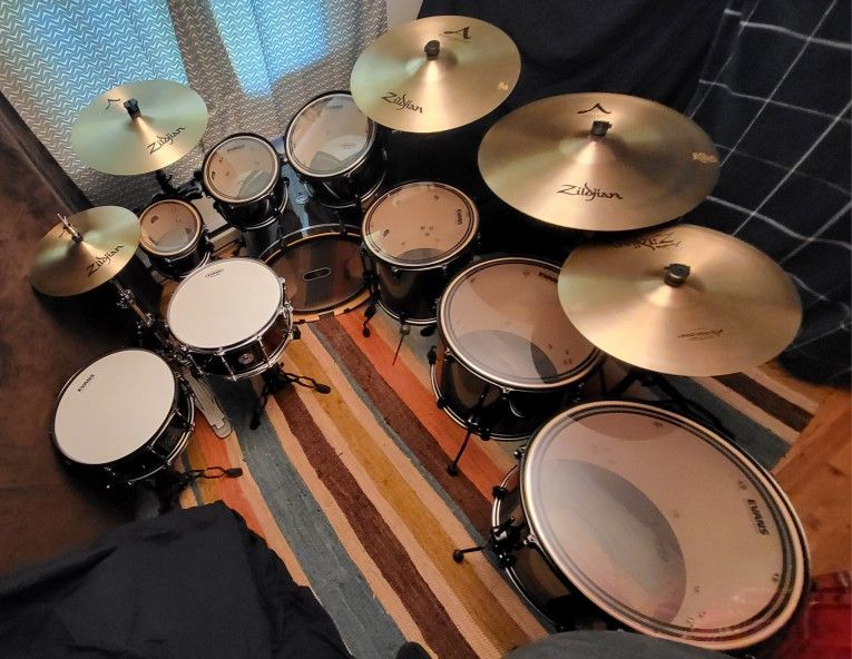 Mapex Armory Transparent Black BIG drum set with Tons of Extras
