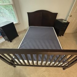 Brown Bed, White Headboard And 2 Box Springs - Full Size
