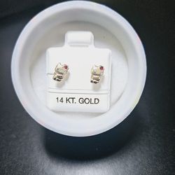 14k Gold Hello Kitty Stud Earrings 